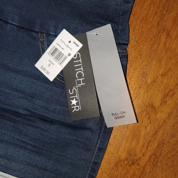 Stitch Star Pull On Skinny Jeggings Indigo Wash - Picture 5 of 10